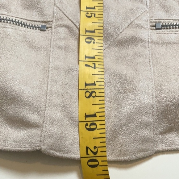 SOLEMIO Beige Vegan Suede Moto Jacket Size Large - Picture 5 of 16